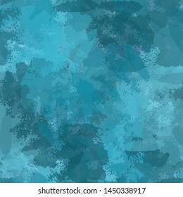 Seamless watercolor turquoise background. Abstract vector texture of brush strokes of paint. Repetitive pattern for printing on fabric. Backdrop for business cards, icons, templates, labels, posters