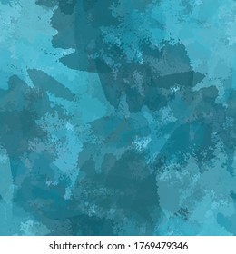 Seamless watercolor turquoise background. Abstract vector texture of brush strokes of paint. Repetitive pattern for printing on fabric. Backdrop for business cards, icons, templates, labels, posters