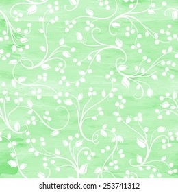 Seamless watercolor vector floral pattern with  fantasy plants and flowers, pattern can be used for wallpaper, pattern fills, web page background, surface textures 