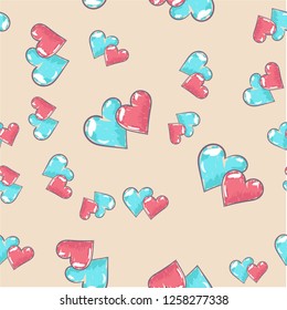 seamless watercolor vector simple background of hearts