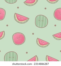seamless watercolor watermelon pattern , hand drawing watermelon pattern