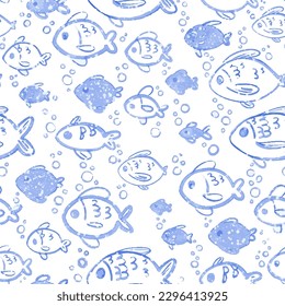 Seamless Watercolour Fish Pattern Vector