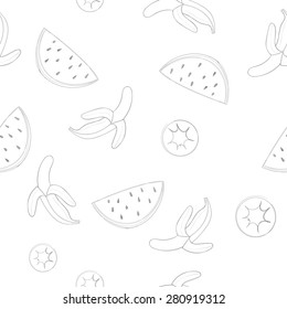Seamless watermelon and banana fruit pattern