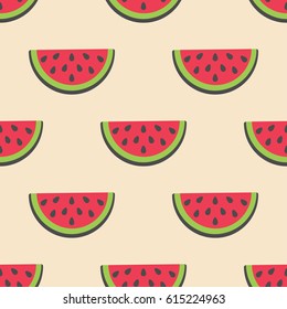 Seamless watermelon cartoon style patter. Vector design.