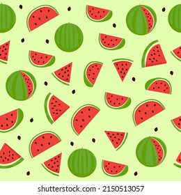 Nahtlose Wassermelonen-Fruchtmuster, ganz und halb