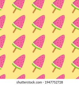Patrón de helados de sandía sin focas. Papel envuelto. Concepto de verano.