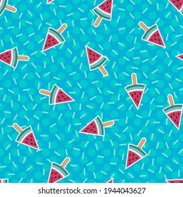 Patrón vectorial de la olla de agua sin mar. Repetir el fondo del fruto de verano con elementos alimentarios. Diseño de diseño de la moda azul. Ilustración moderna.