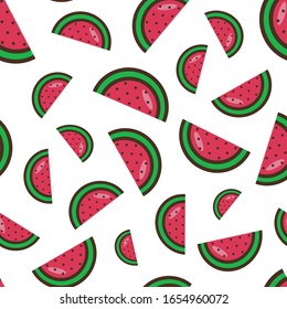 seamless watermelon pattern on a white background. Vector illustration in flat style