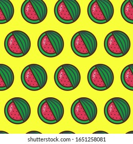 seamless watermelon pattern on a yellow background