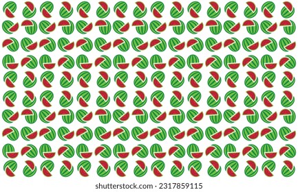 Seamless watermelon pattern. Vector background. Flat design. Vector summer background with watercolor watermelon slices.