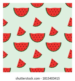 Seamless Watermelon pattern vector. Cute vector pattern with watermelon slices
