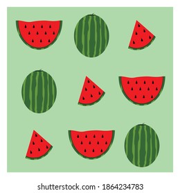 Seamless Watermelon pattern vector. Cute vector pattern with watermelon slices. 
A refreshing summer fruit. Marvelous coolness