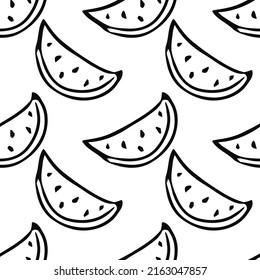 seamless watermelon pattern. vector doodle illustration with watermelon. pattern with watermelon