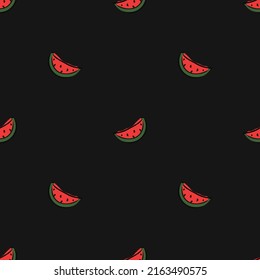 seamless watermelon pattern. vector doodle illustration with watermelon. pattern with red watermelon