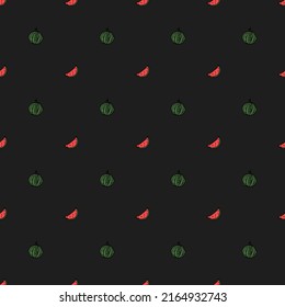 seamless watermelon pattern. vector doodle illustration with watermelon. pattern with red watermelon
