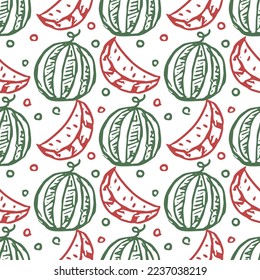 seamless watermelon pattern. vector doodle illustration with watermelon. pattern with watermelon