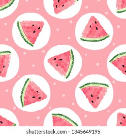 Seamless watermelon pattern. Vector dotted background.