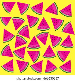 Seamless watermelon pattern. Vector summer party poster background in flat style. 