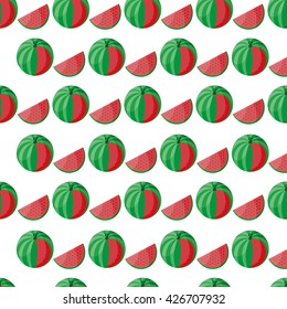 Seamless watermelon ripe juicy vector illustration isolated on white background