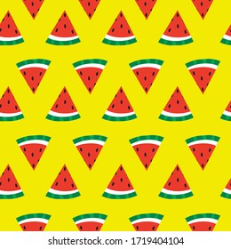 Seamless watermelon slice background, vector illustration