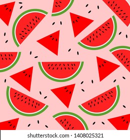 Seamless watermelon slice pattern vector