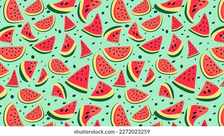 Seamless Watermelon Slice Pattern vector