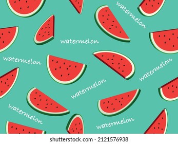 Seamless watermelons pattern.  background with watermelon slices.