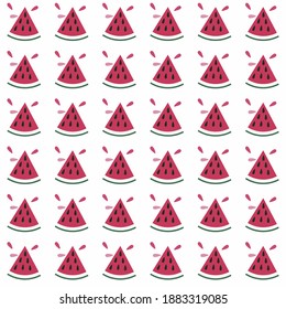 Seamless watermelons pattern. Vector background with watercolor watermelon slices.