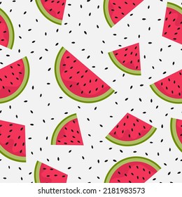 Seamless watermelons pattern. Vector background. Flat design.