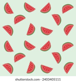 Seamless watermelons pattern. Vector background. Flat design.