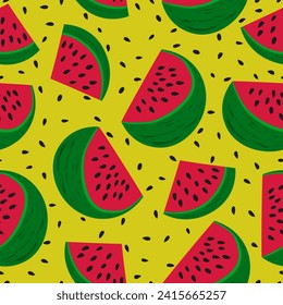 Seamless watermelons pattern. Vector background. Flat design.