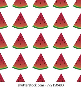 Seamless watermelons pattern. Vector background with watercolor watermelon slices.