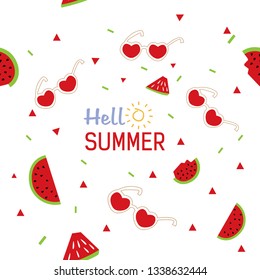 Seamless watermelons pattern. Vector illustration 