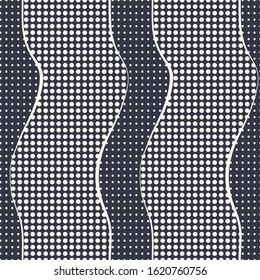 Seamless wave abstract black and white pattern . Vector illustration