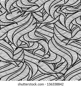 Seamless wave abstract hand drawn pattern.