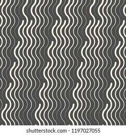 Seamless Wave Background. Vector Striped Pattern. Monochrome Regular Texture