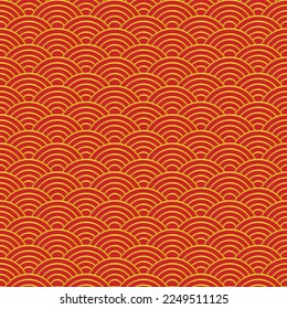 seamless wave chinese pattern for new year background in red and golden color vector illustrations EPS10