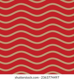 Seamless wave christmas pattern red and gold color