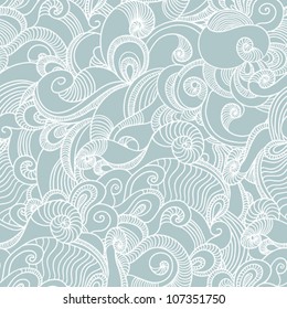 Seamless wave hand drawn pattern. Abstract background.