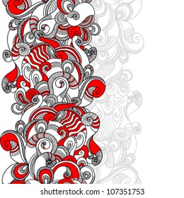 Seamless wave hand drawn pattern. Abstract background.