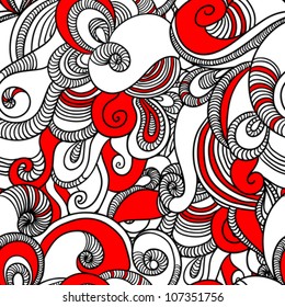 Seamless wave hand drawn pattern. Abstract background.