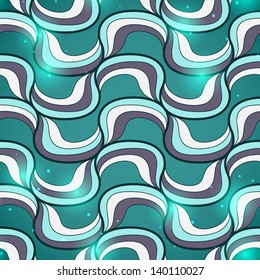 Seamless wave hand-drawn pattern, vector background, space style, can be used for wallpaper, pattern fills, web page background, surface textures
