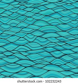Seamless wave hand-drawn pattern, waves background (seamlessly tiling).Can be used for wallpaper, pattern fills, web page background,surface textures. Gorgeous seamless floral background