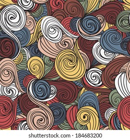 Seamless wave hand-drawn pattern, waves background.Can be used for wallpaper, pattern fills, web page background,surface textures.