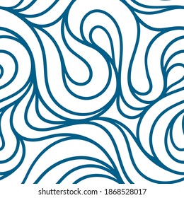 Seamless wave hand-drawn pattern, waves background.Can be used for wallpaper, pattern fills, web page background, surface textures. 