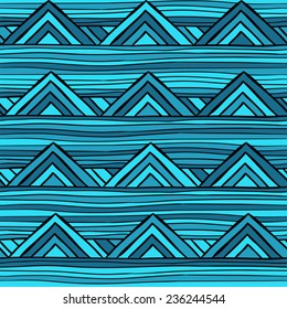 Seamless wave hand-drawn pattern, waves background (seamlessly tiling).Can be used for wallpaper, pattern fills, web page background,surface textures. Gorgeous seamless wave background