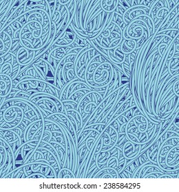 Seamless wave hand-drawn pattern, waves background. Use for wallpaper, pattern fills, web page background,surface textures. 