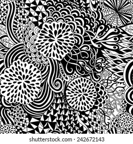 Seamless wave hand-drawn pattern, waves background (seamlessly tiling)