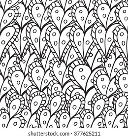 Seamless wave hand-drawn pattern, waves background (seamlessly tiling).Can be used for wallpaper, pattern fills, web page background,surface textures. Adult Coloring. Gorgeous seamless wave background