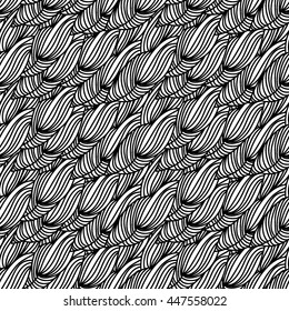 Seamless wave hand-drawn pattern, waves background (seamlessly tiling). Can be used for wallpaper, pattern fills, web page background,surface textures. Adult Coloring. Gorgeous seamless wave background